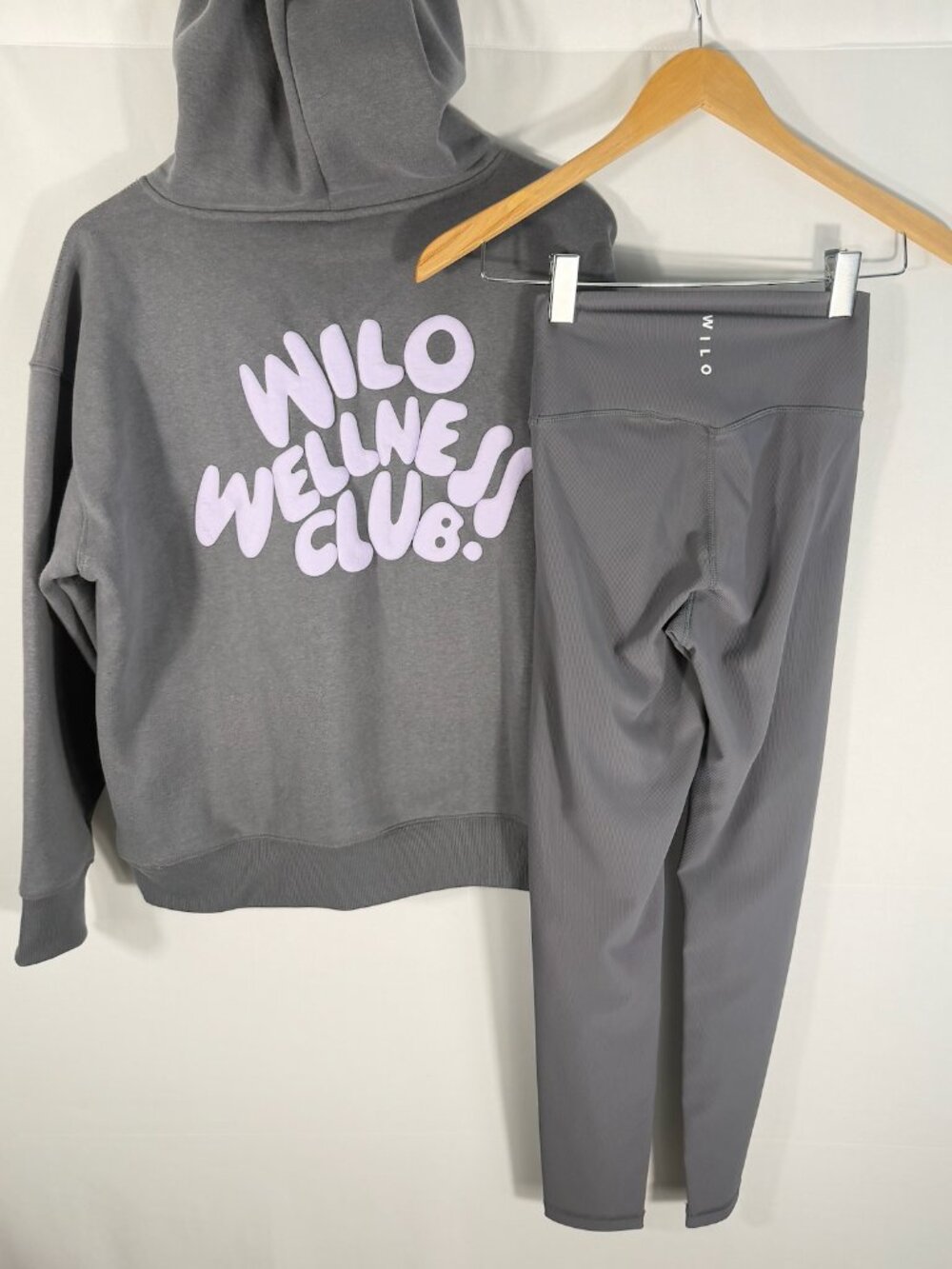 WILO THE LABEL Wellness Club 2-Piece Set Charcoal Gray XS NWT Hoodie & Leggings